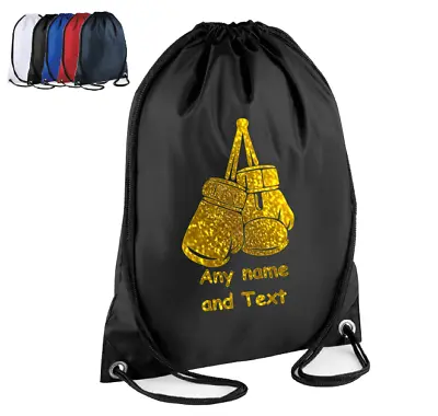 £8.65 • Buy BOXING GLOVES Bag PERSONALISED Drawstring Bags Gold Silver Rose Gold School Kids