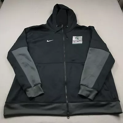 Michigan State Spartans Hoodie Mens 2XL XXL Black Gray Full Zip Nike NCAA Logo • $20.99