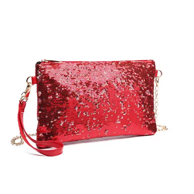 £6.93 • Buy Ladies&Girls Chain Clutch Purse Handbag Shining Sequins Messenger Shoulder Bag