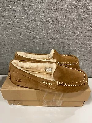 Women's Shoes UGG ANSLEY Suede Indoor/Outdoor Moccasins CHESTNUT - U.S Woman's 8 • $54.99