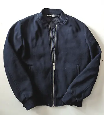 Zara Jacket Mens Bomber Quilted Zip Up Navy Blue Everyday Pockets Size Large  • $29.99