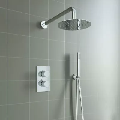 £79.99 • Buy Concealed Thermostatic Shower Mixer Round Chrome Bathroom Twin Head Valve Set