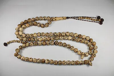 Moroccan Oud 99 Round Prayer Beads Islamic Rosary Masbaha Tasbih Handcrafted 14m • $150.61