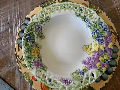 Floral Brunelli Rimmed Soup/Pasta Bowl New With Sticker Signed Tiffany. • $25.46