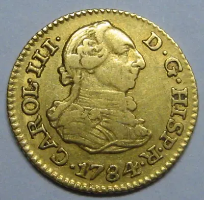 1784 Madrid 1/2 Escudo Charles Iii Gold Spain Doubloon Spanish Colonial Era • $345