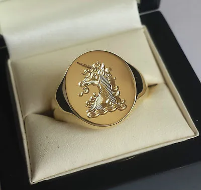 Silver Or Gold Signet Ring With Hand Engraved Monogram Crest Or Coat Of Arms • £275