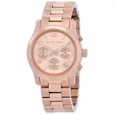 Michael Kors Runway Chronograph Quartz Rose Gold Dial Watch MK7324 • $173.78