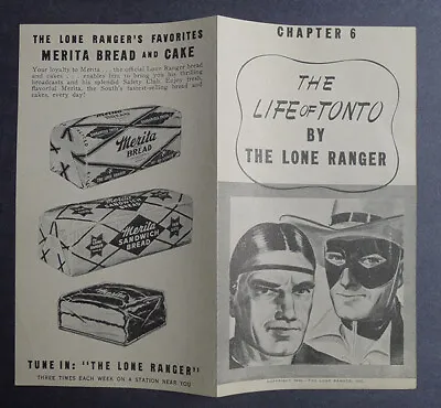 1940's Merita Bread The Life Of Tonto By Lone Ranger Chapter 6 • $116.28