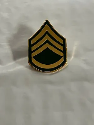 Us Army Staff Sergeant E-6 Brass On Od Green Background Hat Pin Measures 1 Inch • $8.90