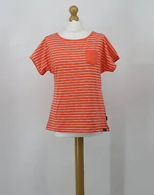 Jack Wolfskin Womens Uk M 12 Hot Coral Striped Travel T-shirt Rrp £38 Kl • £8.54