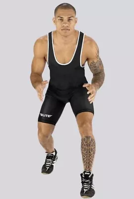 Mens Elite Black Wrestling Singlet Jock Uniform Bodysuit Small • $52.50