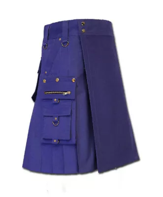 New Scottish Blue Gothic Kilt For Steampunk (Utility Kilt) • $69