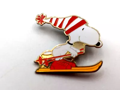 Skiing Snoopy Peanuts Enamel Pin Red/White Hat  Vintage • $13.95