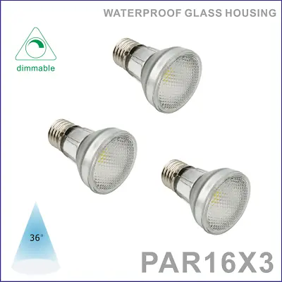 $28.81 • Buy 3 Pcs PAR16 Led Spot Light Bulb 7W AC/DC 110V-130V E26 Dimmable Waterproof Lamp