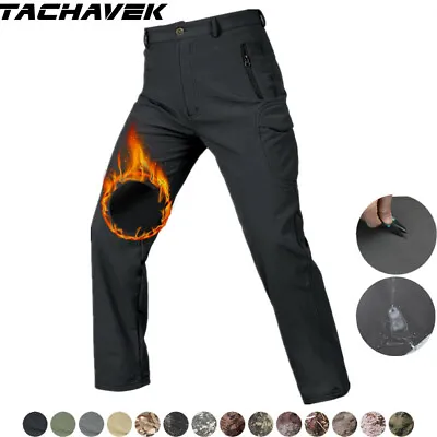 Waterproof Men's Soft Shell Fleece Pants Combat Tactical Cargo Casual Trousers • $36.09