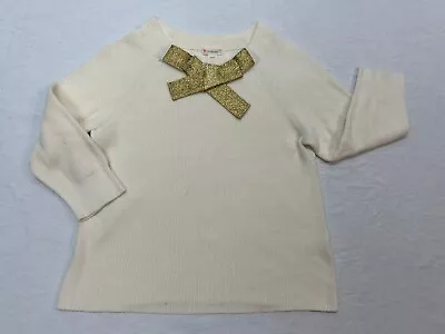 Girls Crewcuts By J.CREW Ivory Pullover Sweater Glittery Bow Sz 10 • $13.50