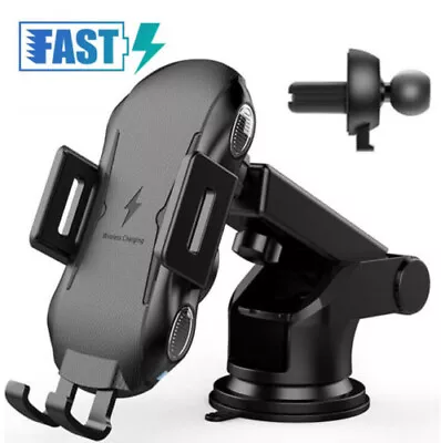 Wireless Car Charger 10W Fast Charging Auto-Clamping Car Mount Cell Phone Holder • $16.43