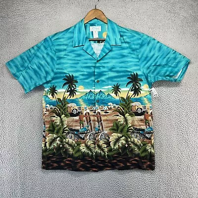 Vintage Kolekole Hawaiian Shirt Men's Large Blue Tropical Beach Surf Dirt Bike • $28.83