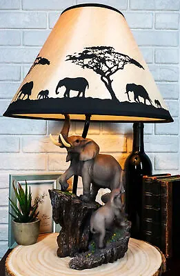 Migration Of The Majestic Elephant Family Safari Desktop Table Lamp Statue Decor • $81.99