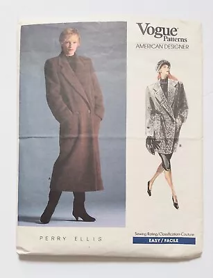 Vogue American Designer Perry Ellis Sewing Pattern 1935 Coat Size 10 Cut 1987 • $19.99
