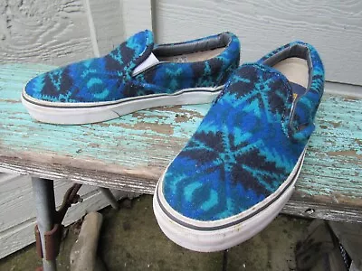 Vans Pendleton Blue Tribal Sneaker Shoe Women's 8 EU 38.5 Classic Slip-On EUC • $49.99