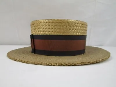 Antique Brigham-Hopkins Co. Edwardian Boater Straw Hat  • $250