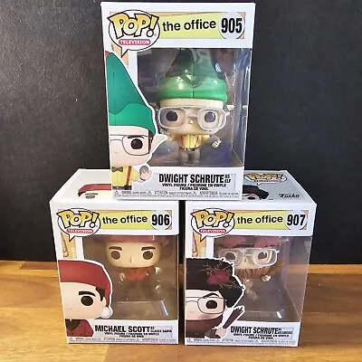 Funko POP The Office Christmas 2019 Collection 905 906 & 907 With Protector  • $88