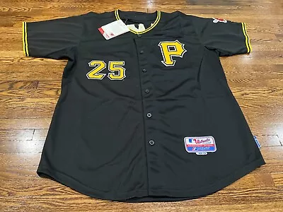 Majestic Gregory Polanco Jersey Size 50 Pittsburgh Pirates Black MLB Authentic • $40