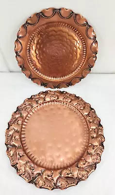 2 Vintage Gregorian Copper Serving Trays  Made In U.S.A.  Hand Hammered • $42.99