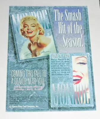 1993 Sports Time MARILYN MONROE The Diamond Card PROMO 5 X 7 Sheet Rare • $19.99