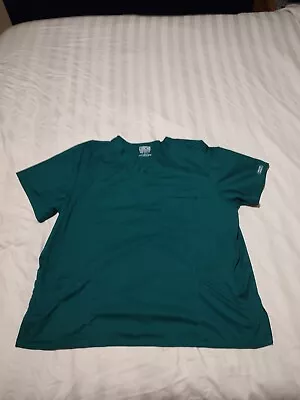 Cherokee Core Stretch Scrub Top XXL Unisex Green V Neck 4725 • $5