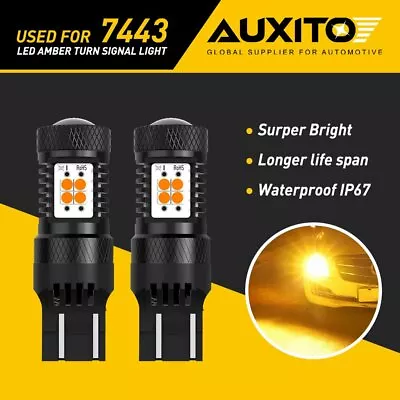 AUXITO 7443 14SMD Amber LED Indicator Turn Signal Parking Light Bulbs 7440 7444 • $17.99