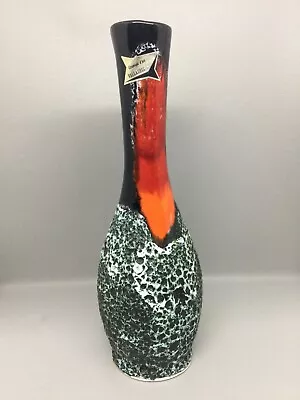 Mid Century VALLAURIS Lava & Moon Crater Fat Glaze 11  Vase MCM French Pottery • $81.25