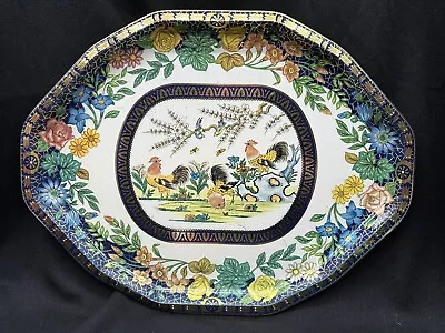 Vintage Daher Decorated Ware England Tin Metal Large Tray Floral Rooster • $14