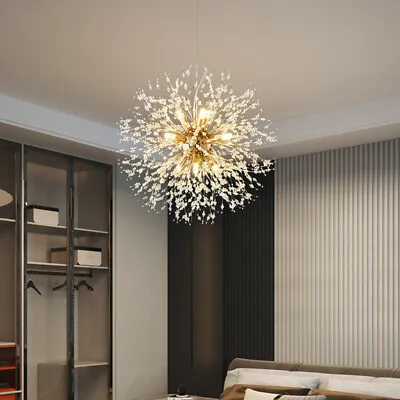 Hanging 8-light Firework Crystal Ceiling Light Gold Pendant Dandelion Chandelier • £39.99