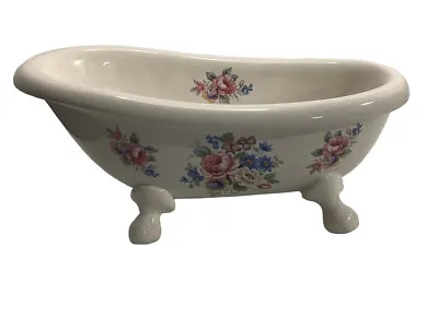 Athena Roses Vanity Bathroom Soap Dish Ceramic Footed Bathtub • $16