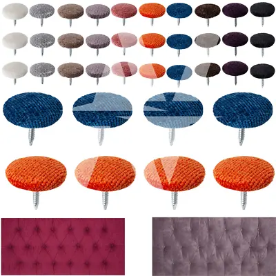 £4.99 • Buy Covered Nail Back Buttons Upholstery Headboards Sofas Velvet Fabric 30L/18 Mm
