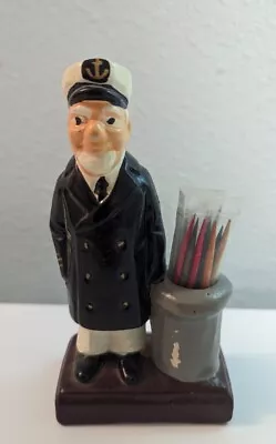 Vintage Smiling Fisherman Captain Sailor Old Man Ceramic Toothpick Holder 5  • $16.61