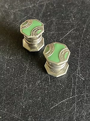 Men’s Silver Tone And Green Enamel Cufflinks • $7.08