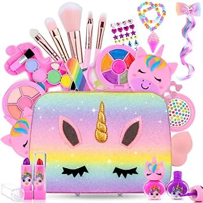 Christmas In July Gifts Unicorn Makeup-Kit For Kids Washable Cosmetic Set As-USA • $48.15