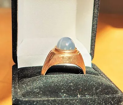 Men's Natural Blue Star Sapphire Ring 14K Gold Setting Vintage Untreated • $1595