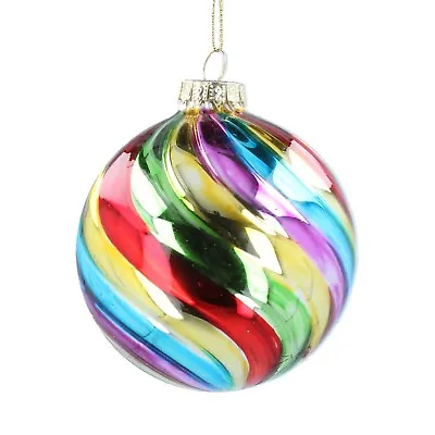 £4.99 • Buy Gisela Graham Shiny Rainbow Glass Spiral Bauble - Pride