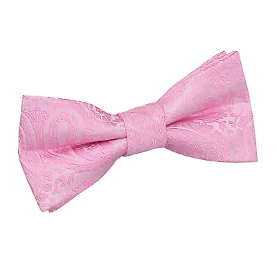 Baby Pink Boys Bow Tie Woven Floral Paisley Wedding Pre-Tied Bowtie By DQT • £6.49