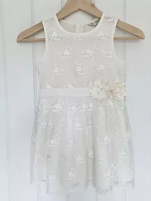 Yumi Girls White Floral Bridesmaid Occasion Dress 5-6yrs • £5