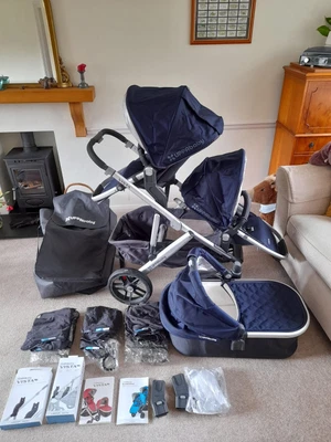 £300 • Buy Uppababy Vista 2015+ Carrycot Pram & Pushchair Buggy, Navy - With Rumble Seat