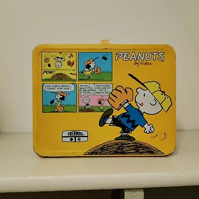 1965 Vintage Peanuts Charlie Brown Snoopy Metal Lunch Box GUC NO THERMOS • $29.99