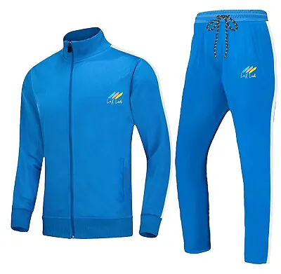 Mens Sweat Track Suit Zip Up Comfy Joggers Pants 2Pcs Set Sportswear Gym Outdoor • $35
