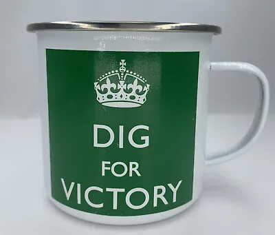 Dig For Victory RAF Bomber Command Mug WW2 Lesser Pavey Metal Coffee Cup Green • £22.17