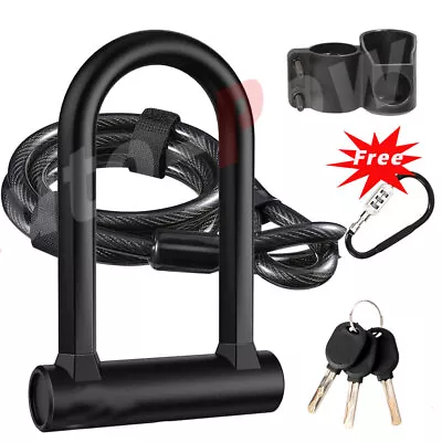 Bike Lock Heavy Duty E-bike  U Lock Strong Extension Chain 4ft Security Cable • $20.67