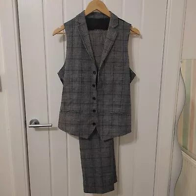 Topman Suit Trousers And Waistcoat. Size Medium Grey Patterned • £5